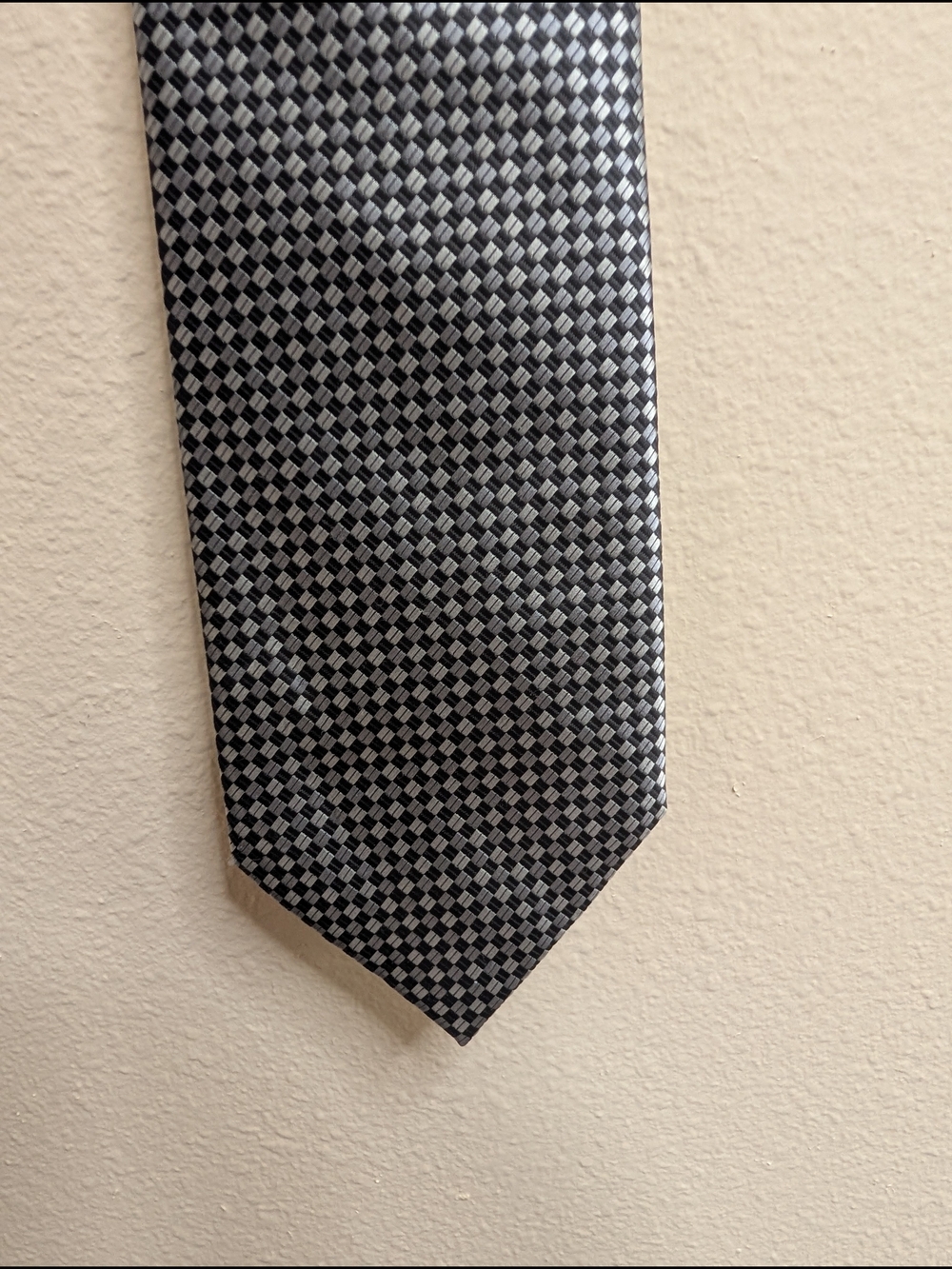 Stafford Essentials Tie Black Silver Woven‎ Micro Check Polyester Classic